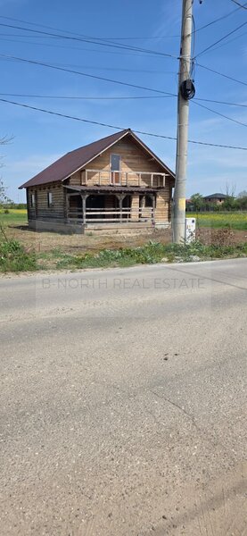 Mihailesti, cabana de vanzare din lemn masiv, 500 mp teren, potential investitie.